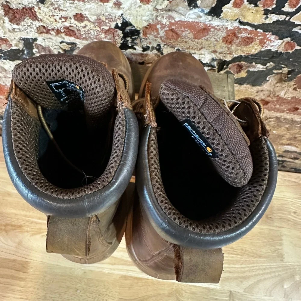 Carhartt Mens 8 Inch Waterproof Leather Work Boots Brown EH CMF8723 Size 8 D